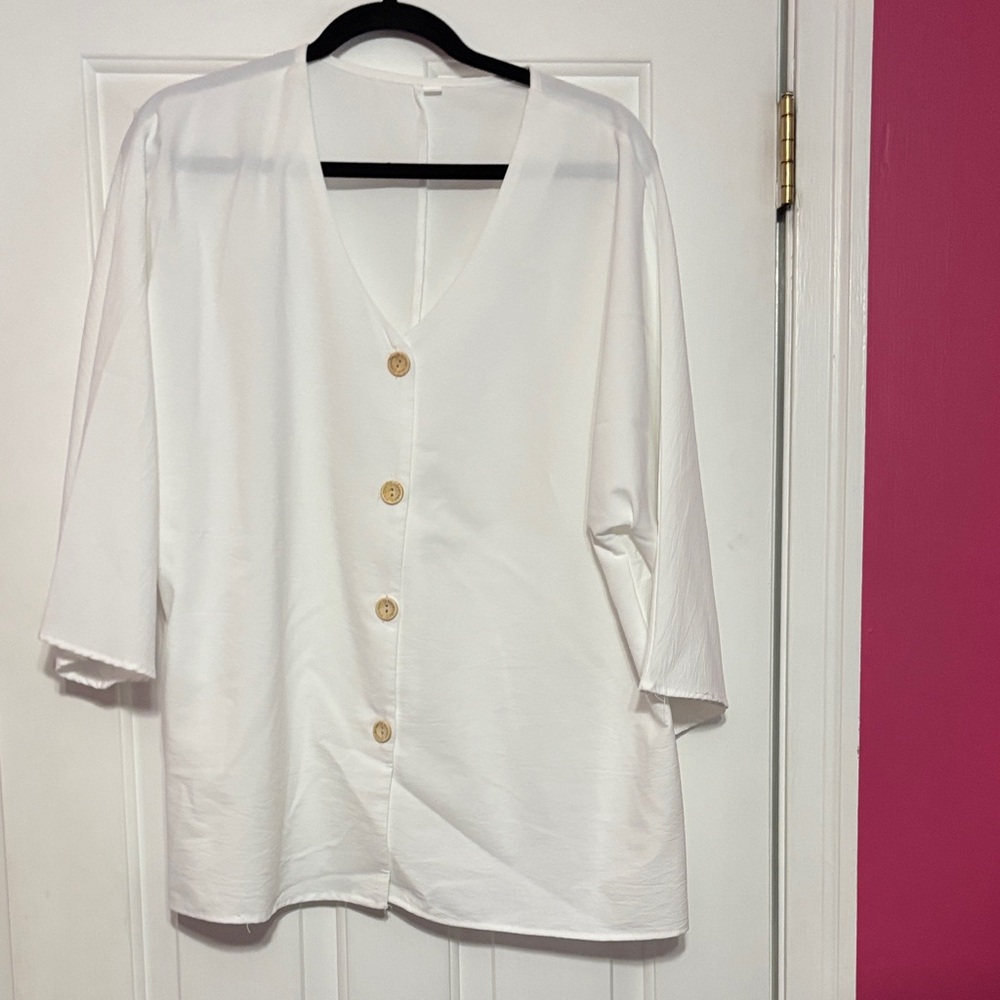Elegant White Button-Up Women's Top, NWOT